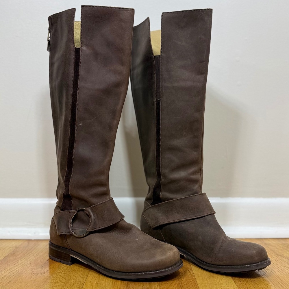 Olukai Womens Holo Lio II Tall Boots 9 Brown Leather Back Zip Riding Equestrian
